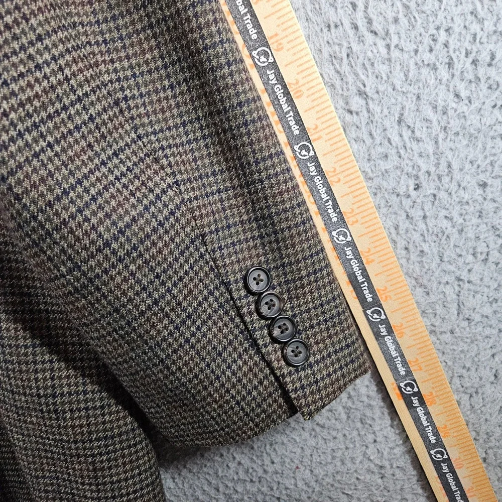 Lauren Ralph Lauren Mens 44L Wool Houndstooth‎ Sport Coat Blazer Brown